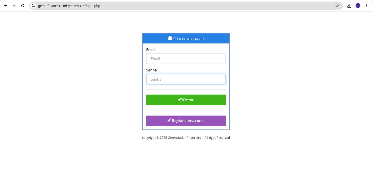 💼 Sistema de Controle Financeiro Online - PHP + MySQL